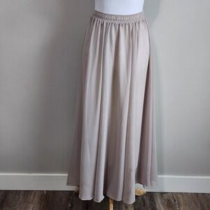 Chiffon Maxi Skirt Womens 2 Taupe Elastic Waist Lined Flowy Lightweight Fairy